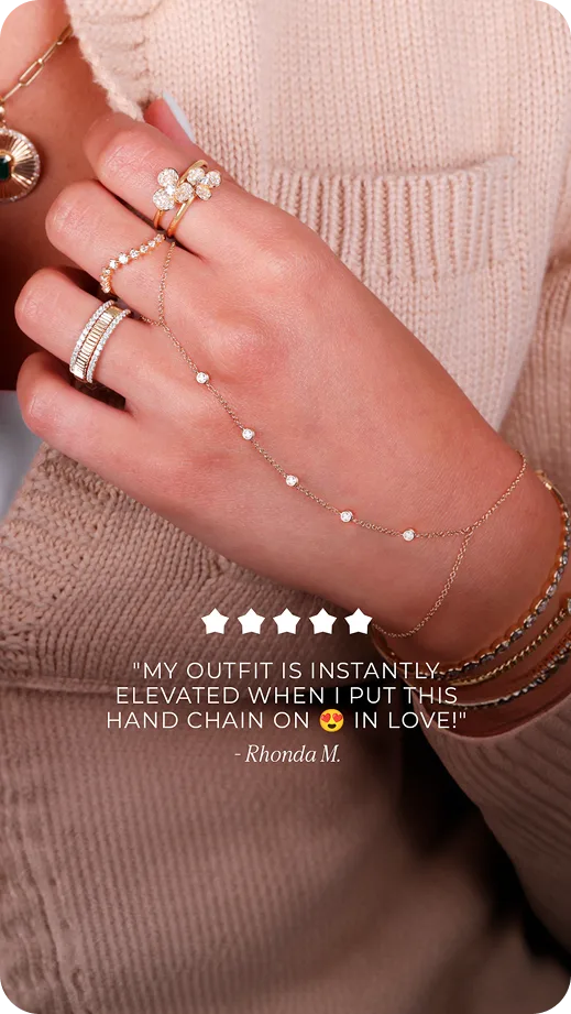 Alev campaign featuring delicate hand chains and rings
